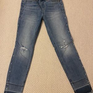 Abercrombie Kids girls size 9/10 pull on jean leggings rhinestones along side